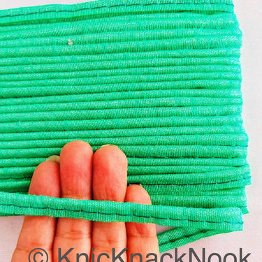 2mm Flanged Insertion Piping on 9mm Band, Green Art Silk Fabric Trim, Cord piping Trim